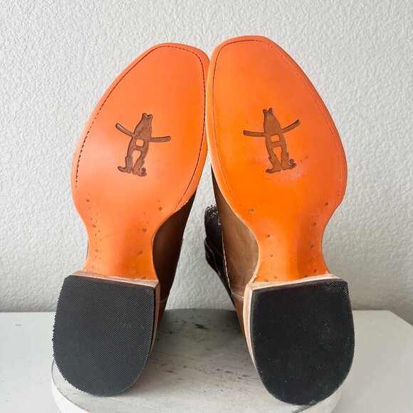 Lane RODEO HOUSTON Mens Cowboy Boots Size 12.5B Brown Leather Western Blunt Toe - Picture 11 of 14